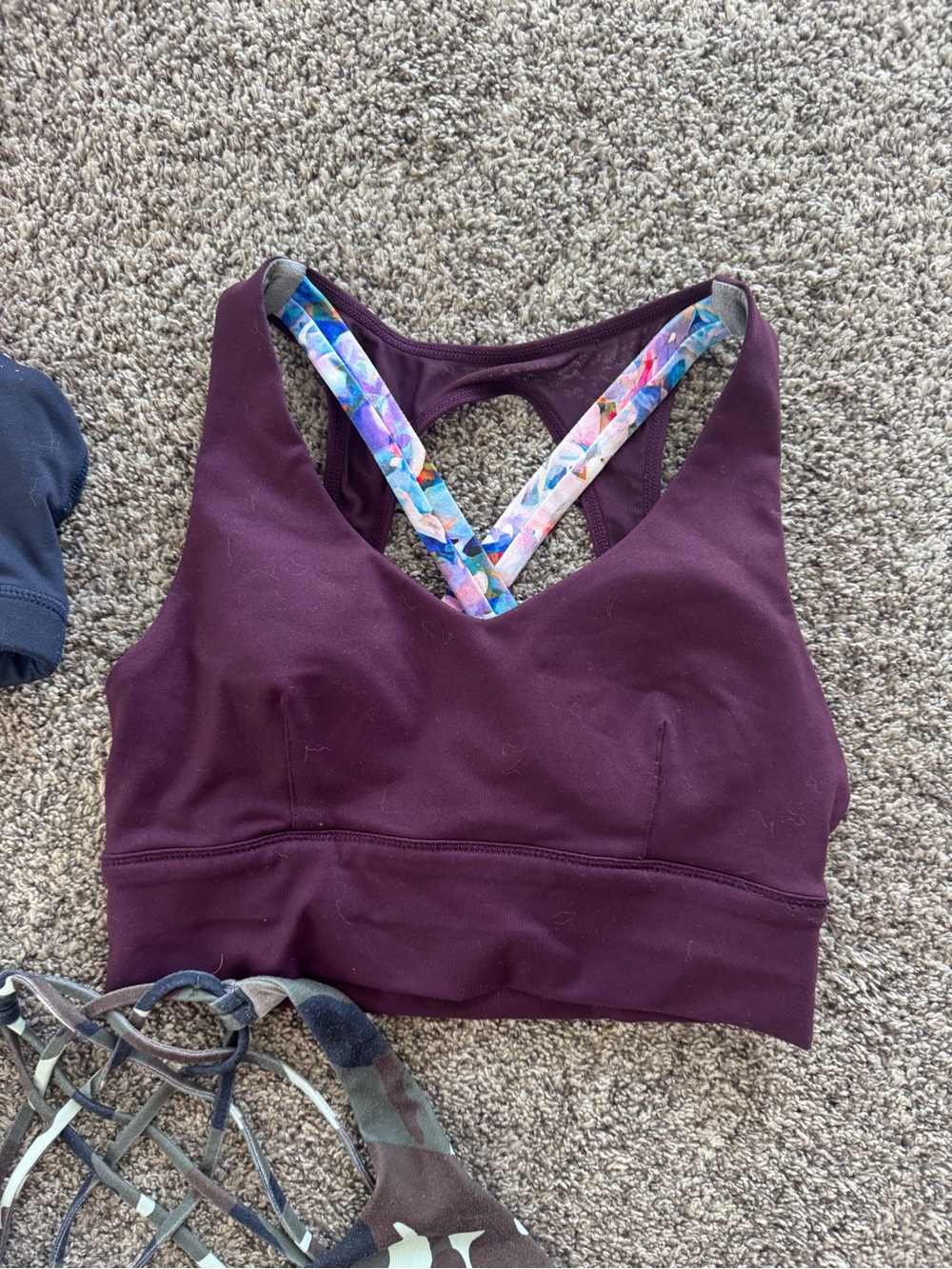 Mixed Women's Sports Bras Set - Purple, Black, Camo, Red, Teal Accents - Picture 6 of 8
